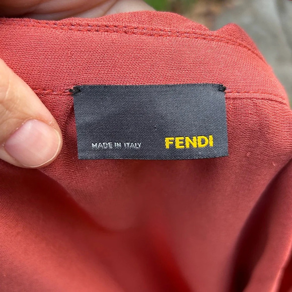 FENDI Orange Ruffle Front Silk Skirt, size 44 - Picture 2 of 12